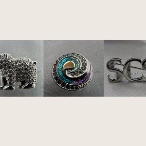 Swarovski Crystal Tac Pins Set of 3 SCS 2011-2012-2013 Events